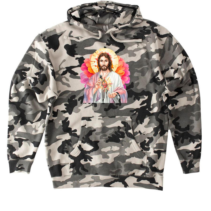 Black and white camo Jesus hoodie